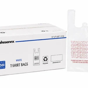 Black Thank You T-Shirt Bags — 500 Count, 11.5" x 6.5" x 21", Heavy-Duty HDPE