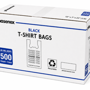 1/6 Black Thank You T-Shirt Bags - 500 Count